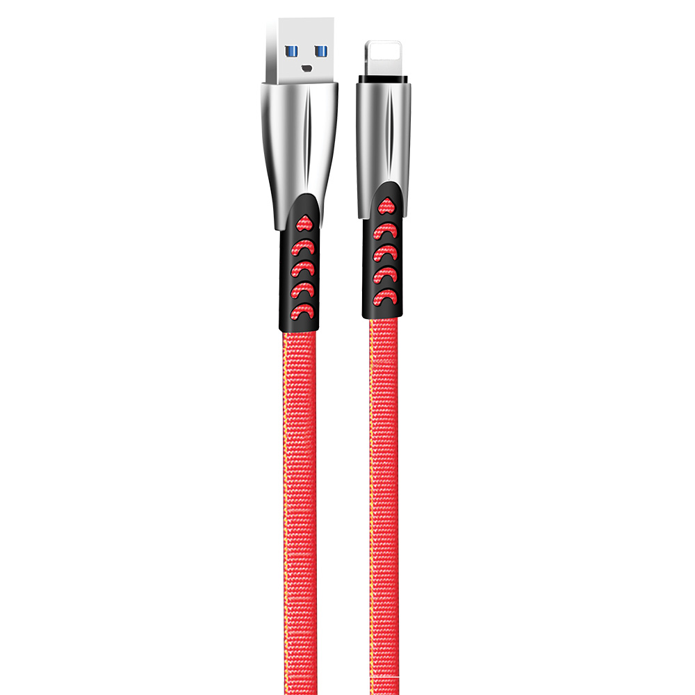 ColorWay Kábel USB Apple Lightning (zink alloy) 2.4A 1m, red (CW-CBUL010-RD)