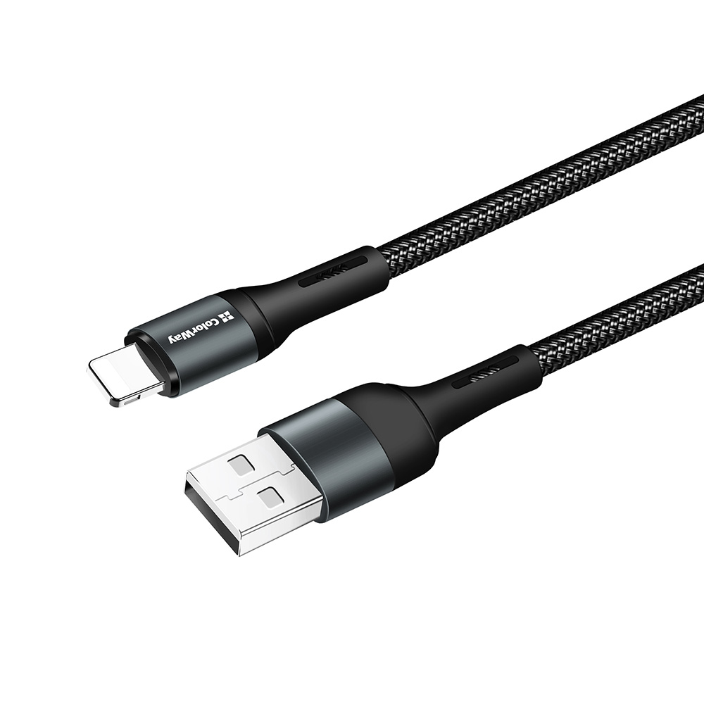 ColorWay Kábel USB Apple Lightning (nylon) 2.4A, 1m, black (CW-CBUL045-BK)