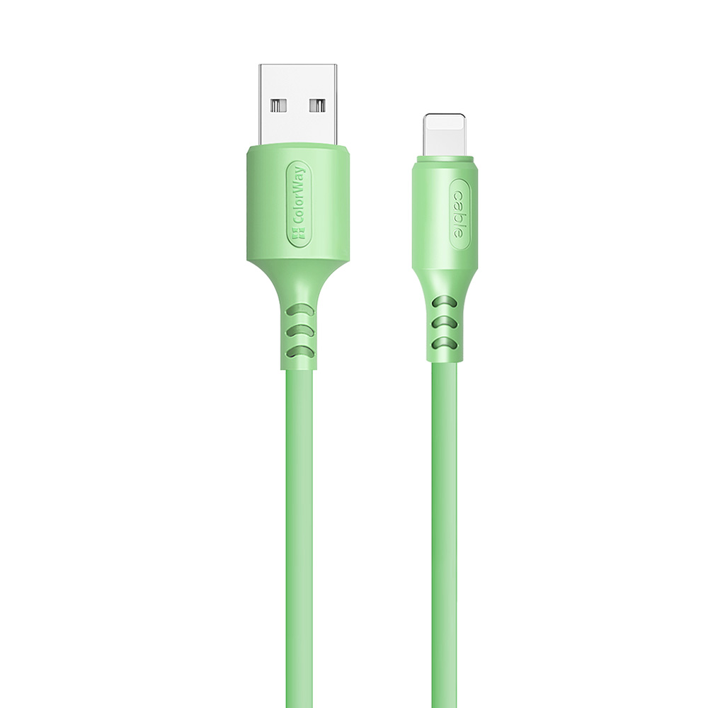 ColorWay Kábel USB Apple Lightning (soft silicone) 2.4A, 1m,green (CW-CBUL042-GR)