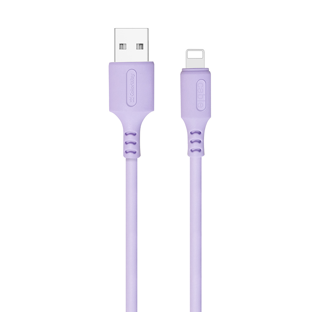 ColorWay Kábel USB Apple Lightning (soft silicone) 2.4A 1m, purple (CW-CBUL044-PU)