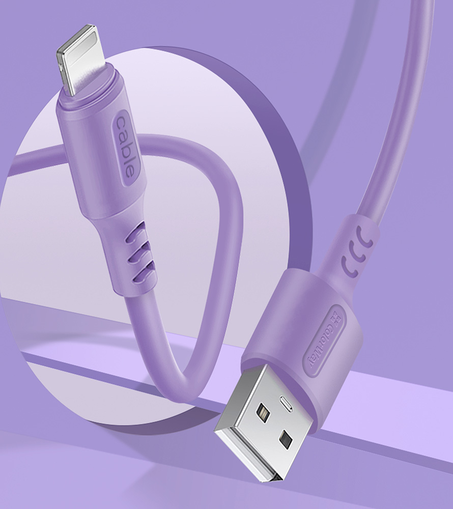 ColorWay Kábel USB Apple Lightning (soft silicone) 2.4A 1m, purple (CW-CBUL044-PU)