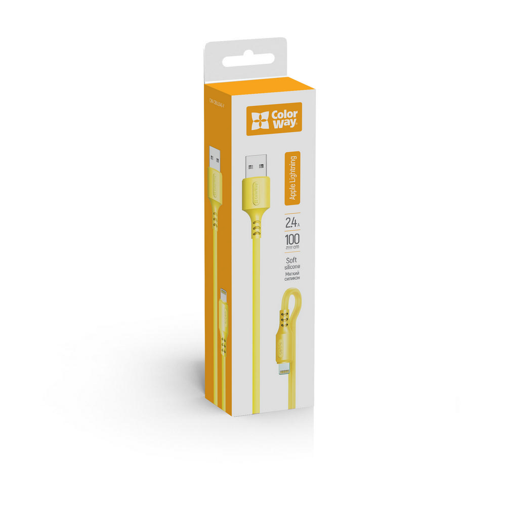 ColorWay Kábel USB Apple Lightning (soft silicone) 2.4A 1m - yellow