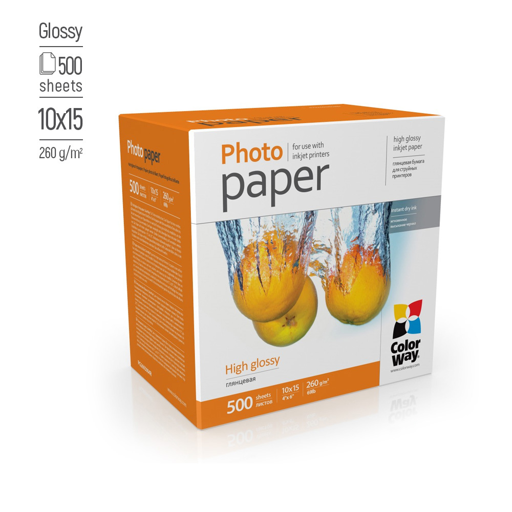 Fotopapier ColorWay Vysoko lesklý 260g/m²,500ks,10x15 (PG2605004R)