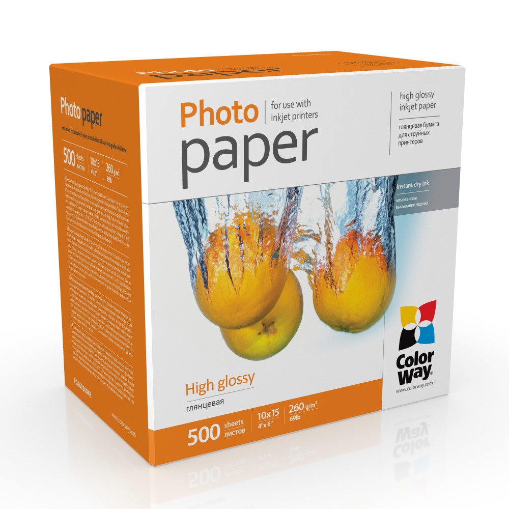 Fotopapier ColorWay Vysoko lesklý 260g/m²,500ks,10x15 (PG2605004R)