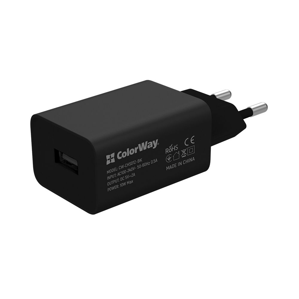 ColorWay AC nabíjačka 1xUSB AUTO ID 2.0A (10W), čierna, (CW-CHS012-BK)