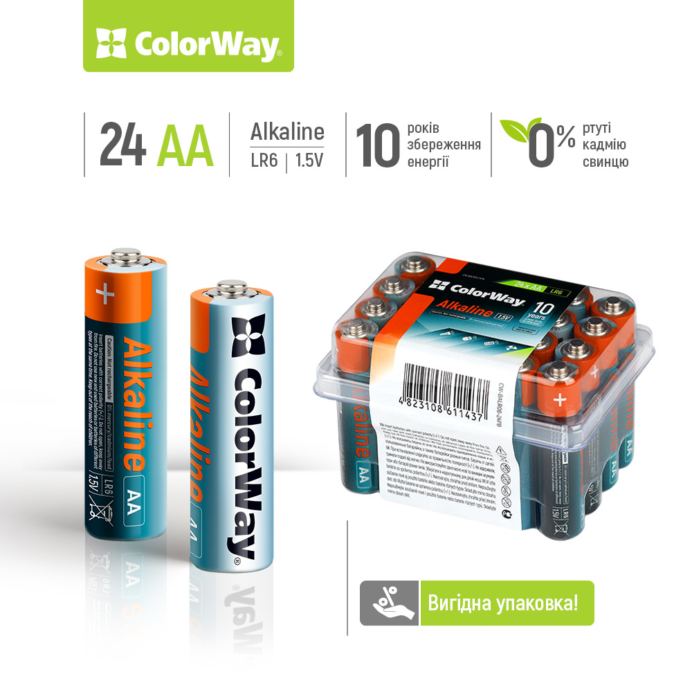 Batérie ColorWay Alkaline Power AA, 24ks (CW-BALR06-24PB)