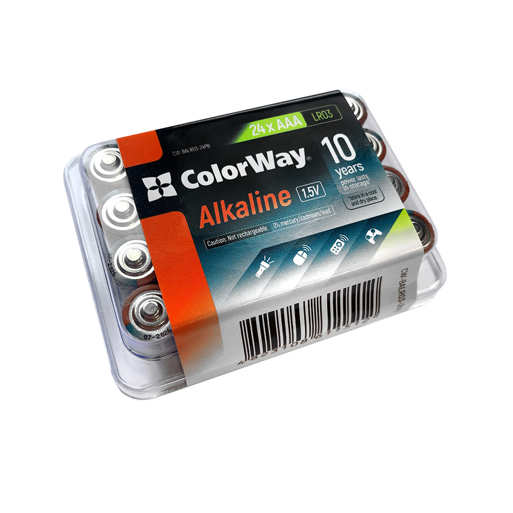 Batérie ColorWay Alkaline Power AAA, 24ks, box, (CW-BALR03-24PB)