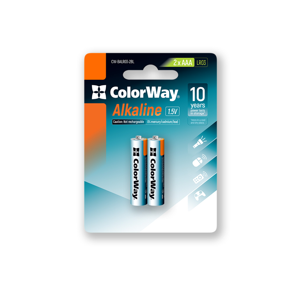 Batérie ColorWay Alkaline Power AAA, 2ks, blister, (CW-BALR03-2BL)