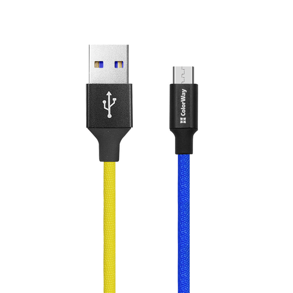 ColorWay Kábel USB MicroUSB, national, 2.4A 1m, modro-žltý (CW-CBUM052-BLY)