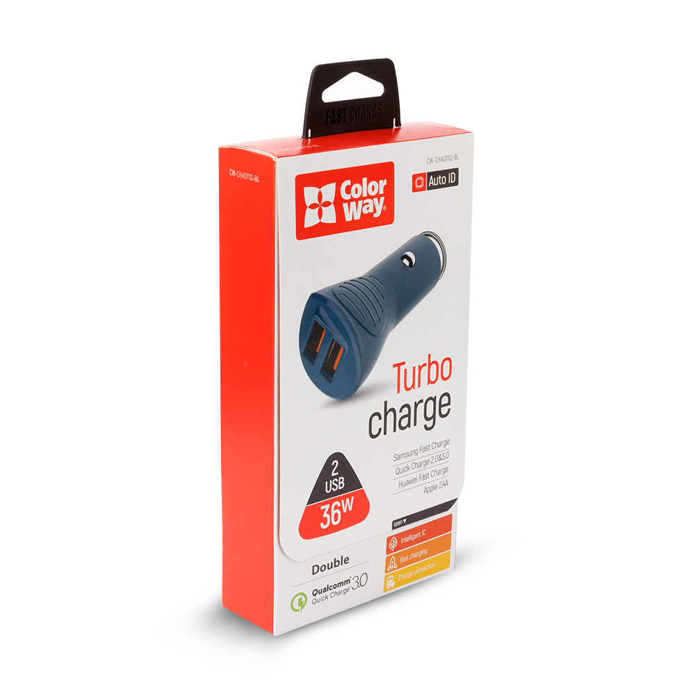

ColorWay Nabíjačka do Auta CW 2xUSB QuickCharge 3.0 (36W) - modrá