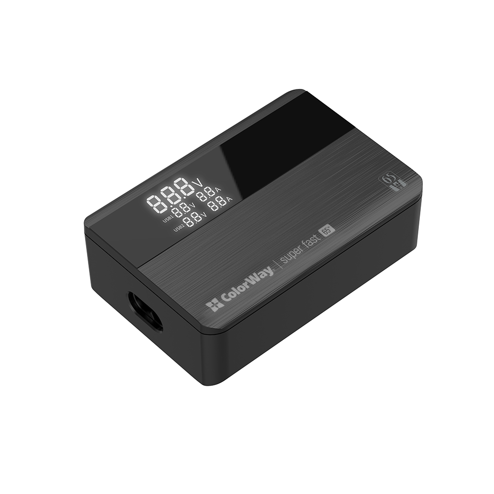AC nabíjačka ColorWay Power Delivery (2USB-A + 2USB TYPE-C), 65W, čierna (CW-CHS040PD-BK)