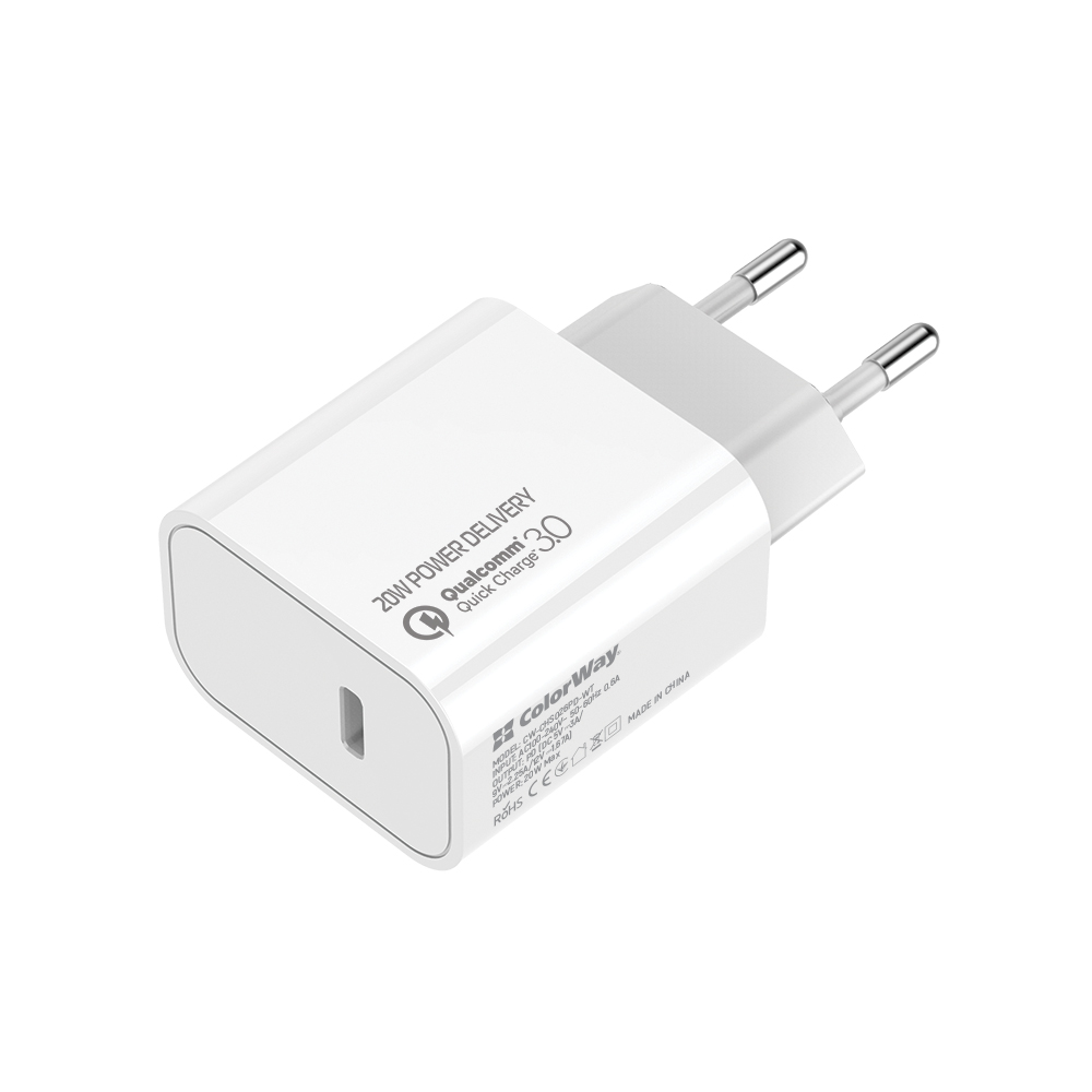 AC nabíjačka ColorWay Power Delivery Port USB Type-C, 20W, V2, biela (CW-CHS026PD-WT)