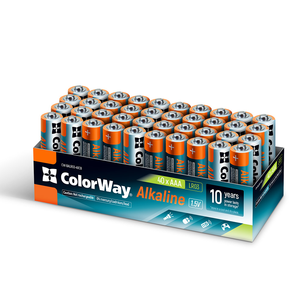 Batérie ColorWay Alkaline Power AAA, 40ks, box, (CW-BALR03-40CB)