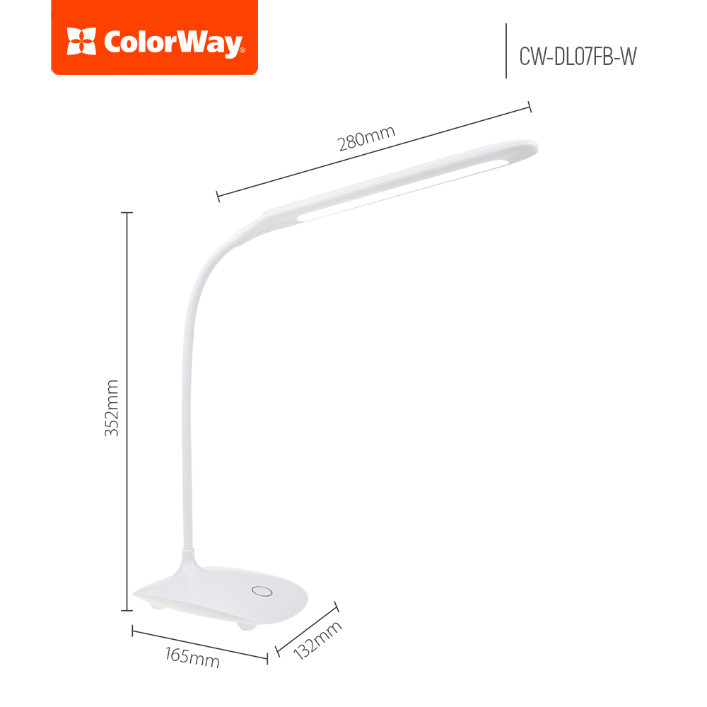 ColorWay Flexible 360 LED stolná lampa so zabudovanou batériou, biela (CW-DL07FB-W)