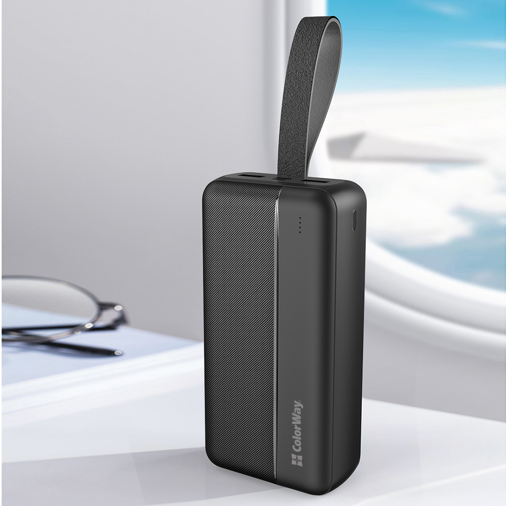 PowerBank ColorWay 30 000 mAh High-power 2 (USB QC3.0 + USB-C Power Delivery 22.5W) Čierna (CW-PB300LPC2BK-PD)