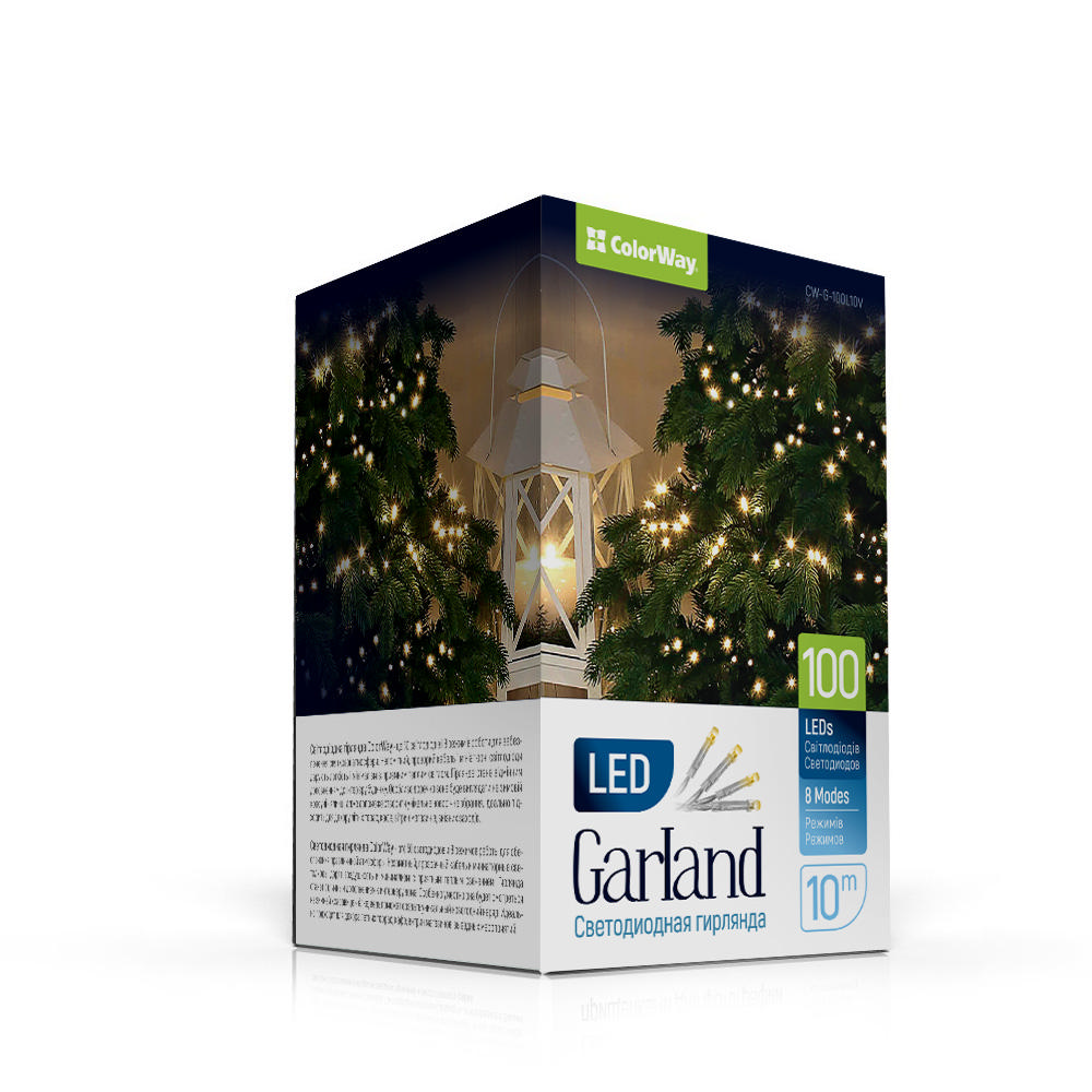 LED reťaz ColorWay 100led, 10m, 8-funkcíí, USB (CW-G-100L10U)