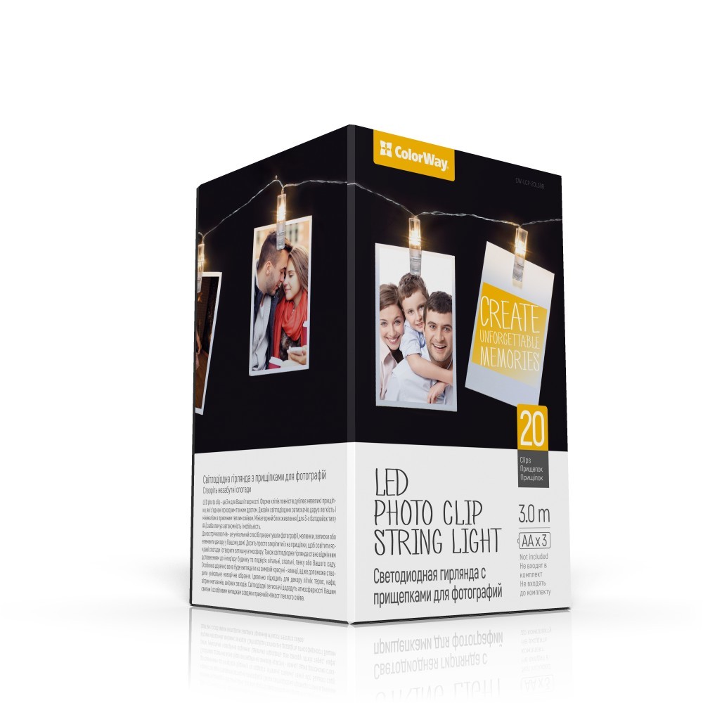 ColorWay LED foto reťaz СolorWay so štipcami, 3m, 20led, 3xAA (CW-LCP-20L30B)