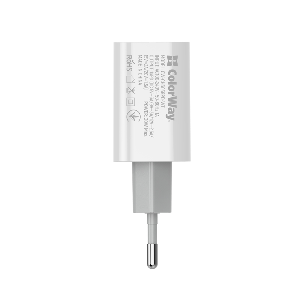 ColorWay AC nabíjačka Power Delivery Port PPS USB Type-C (30W), (CW-CHS038PD-WT)