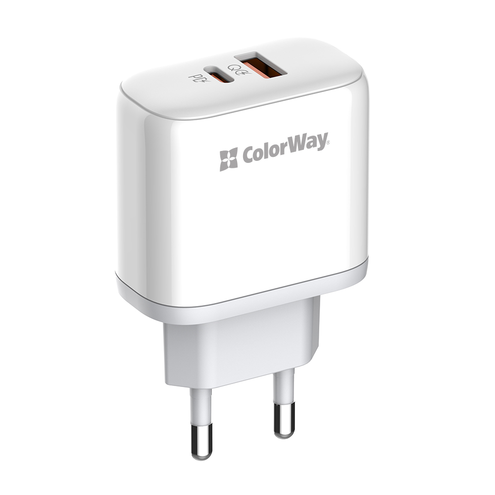 ColorWay AC nabíjačka Power Delivery Port PPS USB (Type-C PD + USB QC3.0) (45W) (CW-CHS042PD-WT) - biela