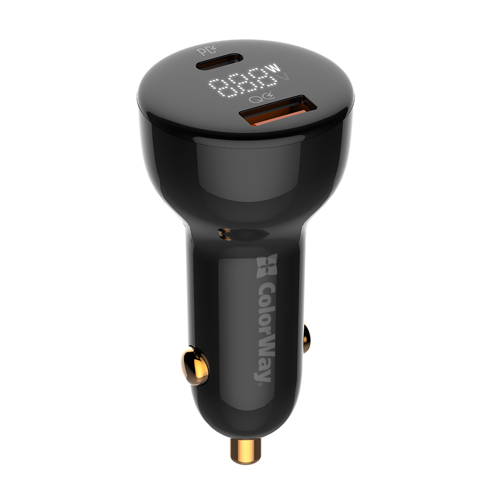 ColorWay Nabíjačka do Auta Power Delivery Port PPS USB (USB-A + USB-C) (100W) Black (CW-CHA044PD-BK)