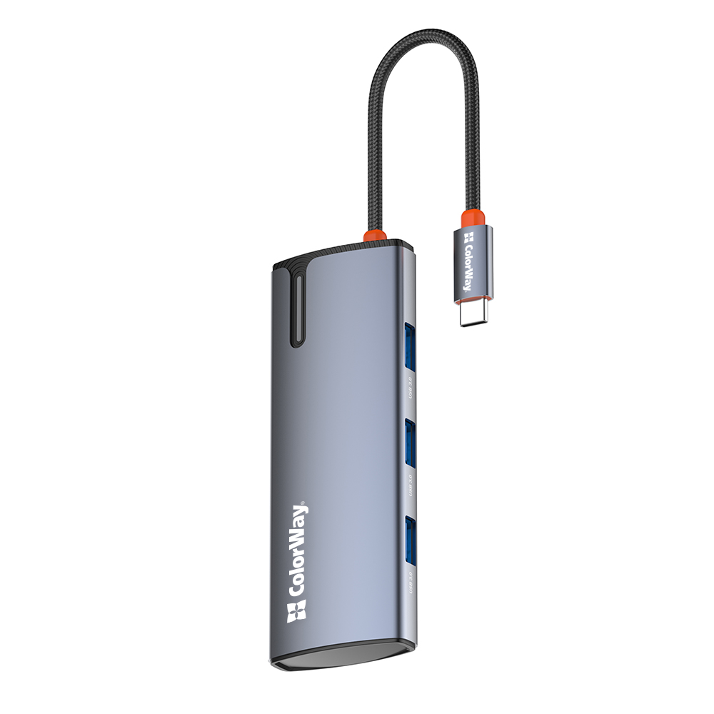 ColorWay USB hub, USB-C 5v1 Type C PD 100W/USB3.0х3/HDMI 4K (CW-HUB01)