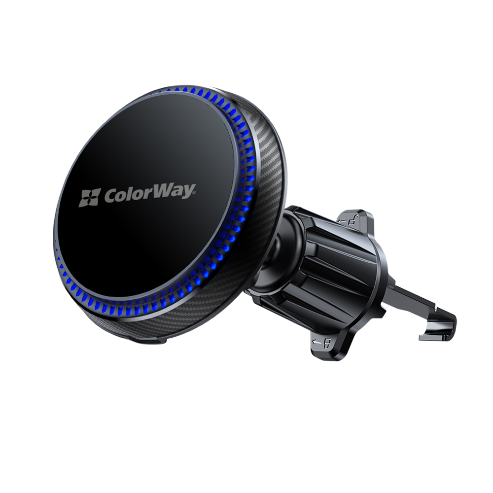 Držiak do auta ColorWay MagSafe 360°C Air-Vent so zabudovanou bezdrôtovou nabíjačkou 15W, čierny (CW-CHMW041Q-BK)