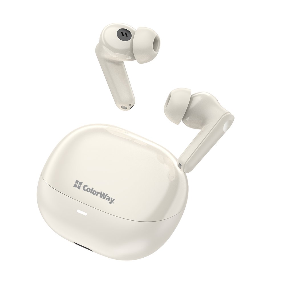 Bezdrôtové slúchadlá (earbuds) ColorWay Slim Long life (CW-TWS1BE) - béžové