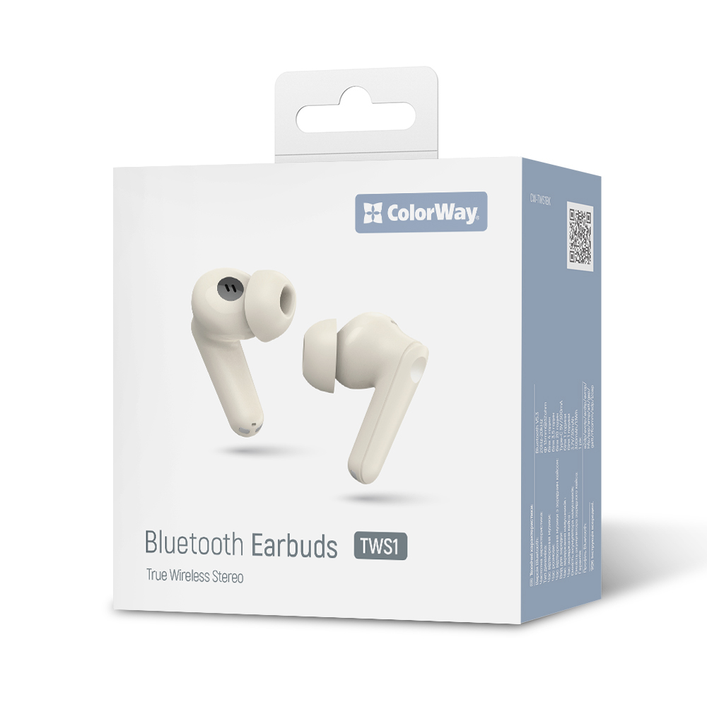 

Bezdrôtové slúchadlá (earbuds) ColorWay Slim Long life (CW-TWS1BE) - béžové