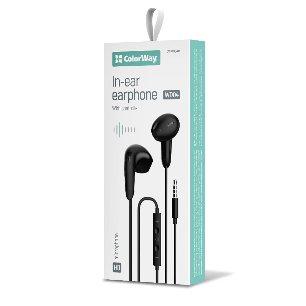 ColorWay Slúchadlá 3.5 mm, Káblové, Wave, čierne (CW-WD04BK)