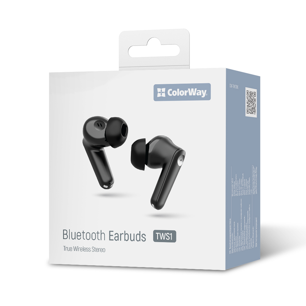 Bezdrôtové slúchadlá (earbuds) ColorWay Slim Long life (CW-TWS1BK1) - čierne