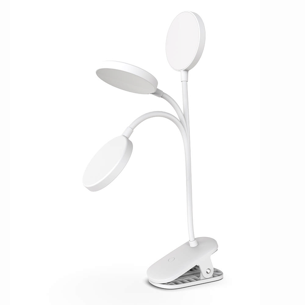 LED stolná lampa ColorWay Flexible & Clip 2 so zabudovanou batériou, biela (CW-DL10FCB-W)