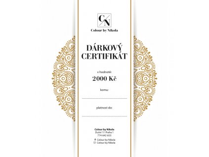 Dárkový certifikát v hodnotě 2000 Kč