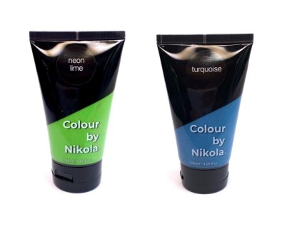 DUO barva na vlasy, NEON LIME neonová zelená,TURQUOISE tyrkysová, DUO hair colour, NEON LIME neon green, TURQUOISE turquoise, 2x120 ml DUO farba do włosów, NEON LIME pastelowa, TURQUOISE turkusowa, 2x120 ml
