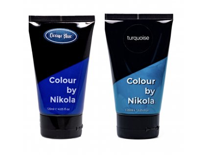 DUO farba do włosów, OCEAN BLUE ciemnoniebieska, TURQUOISE turkusowa, 2x120 ml DUO Ocean Blue, tmavá modrá a Turquoise, tyrkysová, 2x120 ml DUO hair colour, OCEAN BLUE rich dark blue, TURQUOISE rich turquoise, 2x120 ml