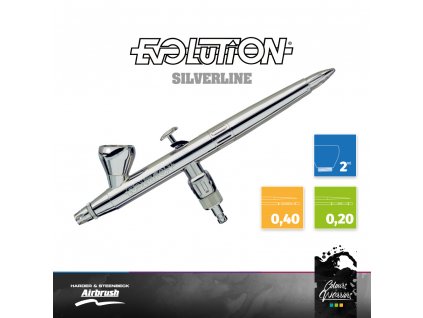 AIRBRUSH: EVOLUTION SILVERLINE TWO IN ONENOZZLE SET 0.2 + 0.4MM, CUP 2