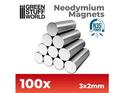 NEODYMIUM 3X2MM - SET 100X (MAGNETY)  (N35)