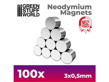 NEODYMIUM 3X0,5MM (N52) - SET 100X (MODELÁŘSKÉ MAGNETY)  (N52)