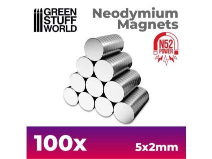NEODYMIUM 5X2MM (N52) - SET 100X (MODELÁŘSKÉ MAGNETY)  (N52)