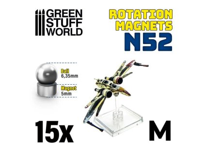 ROTATION MAGNETS - M - 6,3MM BALL X 5MM - (15X MODELÁŘSKÝCH MAGNETŮ)  (N52)