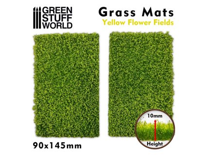 GRASS MAT: 90X145MM YELLOW FLOWERS FIELDS