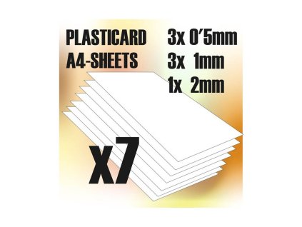 ABS PLASTICARD: PLAIN SHEET MIX - PACK X7