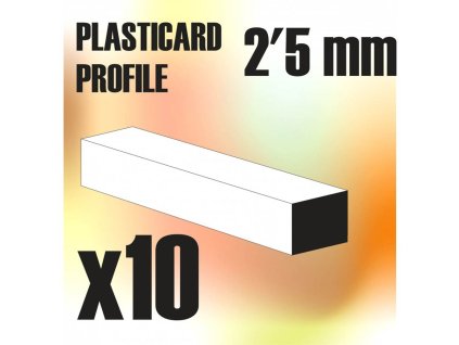 ABS PLASTICARD: SQUARED ROD 2,5MM
