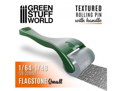 ROLLING PIN: TEXTURED WITH HANDLE FLAGSTONE SMALL