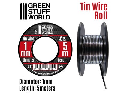 WIRE ROLL: TIN/PEWTER 1MM (OHEBNÝ CÍNOVÝ DRÁT)