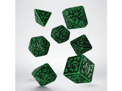 forest 3d green black dice set 7
