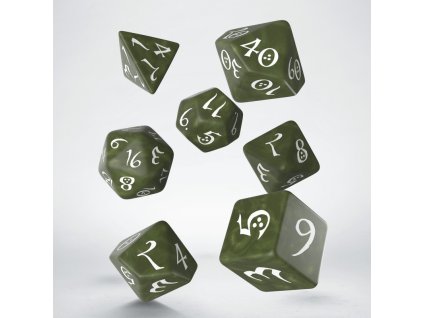 classic rpg olive white dice set 7