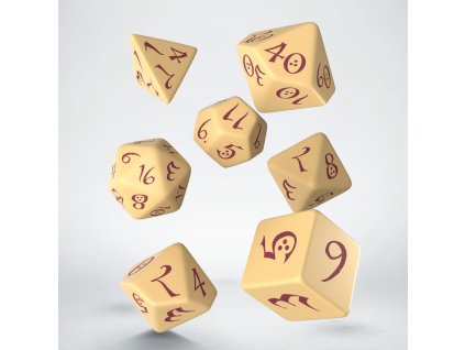 classic rpg beige burgundy dice set 7