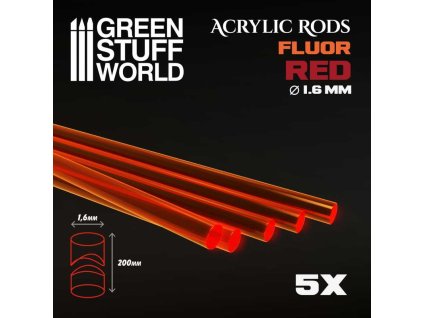 acrylic rods round 16 mm fluor red orange