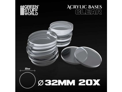 acrylic bases round 32 mm clear