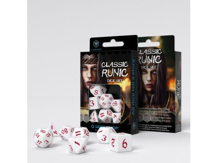 classic runic white red dice set 7